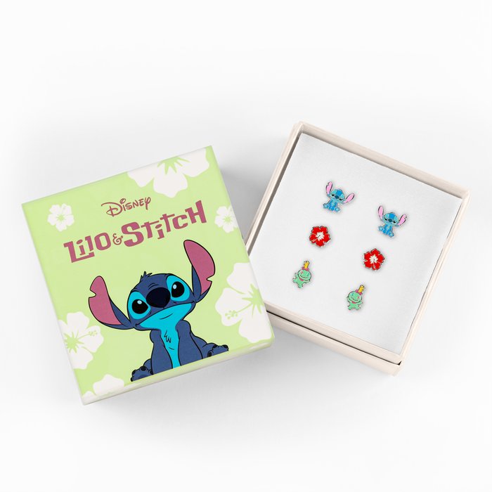 Disney Lilo & Stitch Blue, Red & Green Trio Earring Set