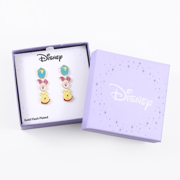 Disney Winnie The Pooh Yellow, Pink & Blue Trio Earring Set