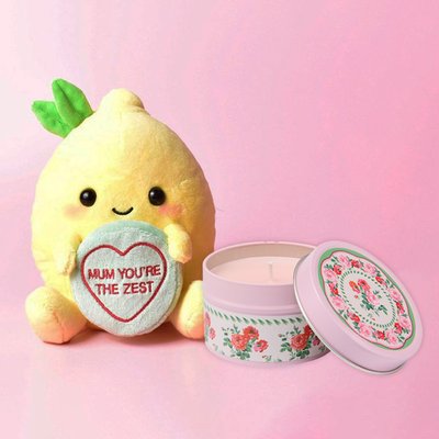 Mum You're The Zest 18cm Soft Toy & Tin Candle Gift Set