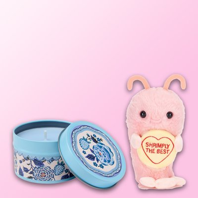 Shrimply The Best Soft Toy & Blue Tin Candle Gift Set