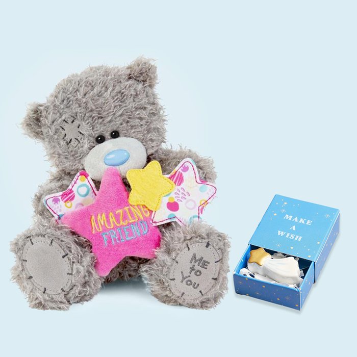 Tatty Teddy 18cm Amazing Friend Stars Soft Toy & Tiny Matchbox Ceramic Star Token Gift Box