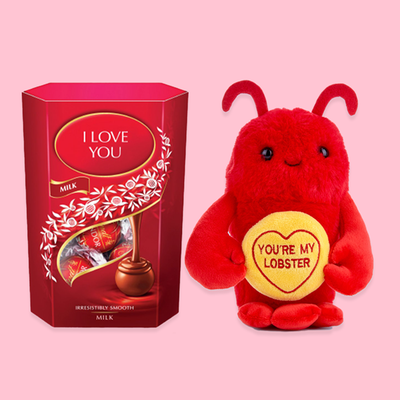 Swizzels 18cm You’re My Lobster & I Love You Lindt Lindor Milk 200g Cornet