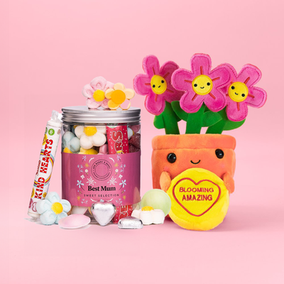 Swizzels Love Hearts Blooming Amazing Plush & Best Mum Sweet Tub Gift Set