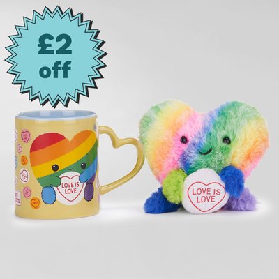 Swizzels Love Hearts Love is Love Plush & Mug Set