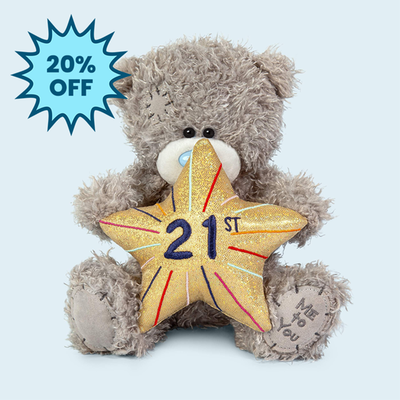 Tatty Teddy 18cm 21st Gold Star Bear