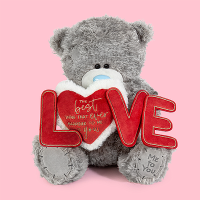 Tatty Teddy 27cm Large Bear With 'Love' Banner