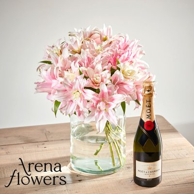 Scented Double Lilies and Moët et Chandon Impérial by Arena Flowers