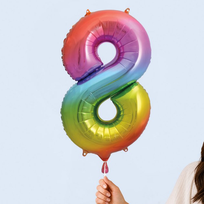 Giant Number 8 Rainbow Balloon