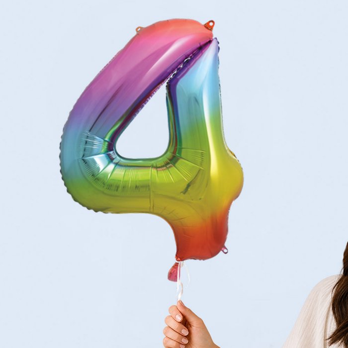 Giant Number 4 Rainbow Balloon