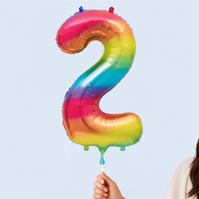 Giant Number 2 Rainbow Balloon