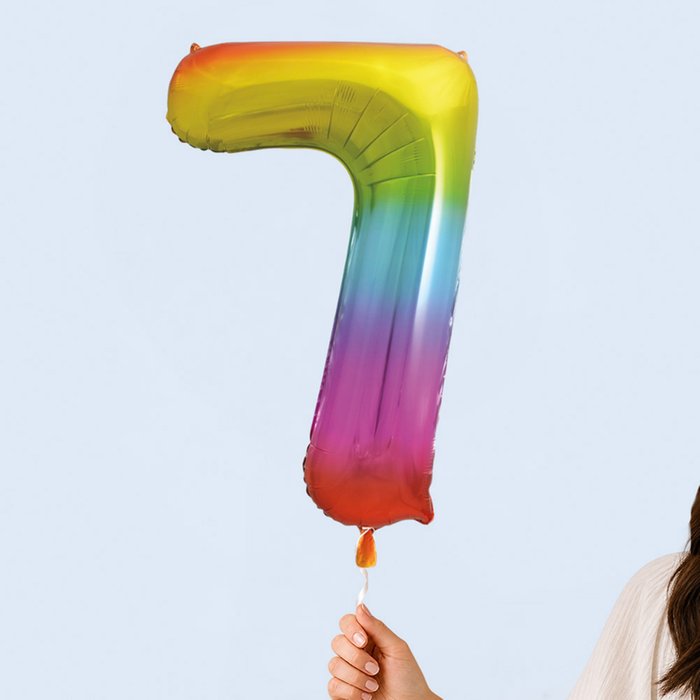 Giant Number 7 Rainbow Balloon