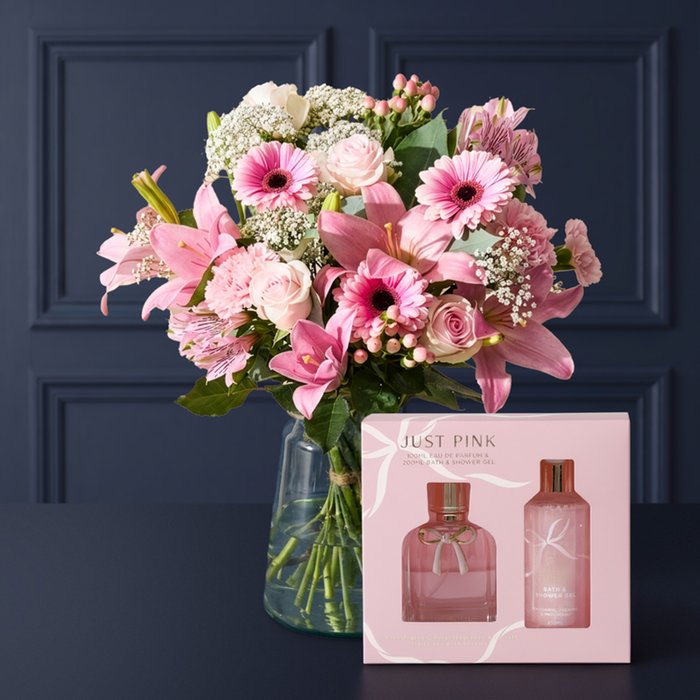 NEXT Lily, Rose & Germini Bouquet with Just Pink Gift Set