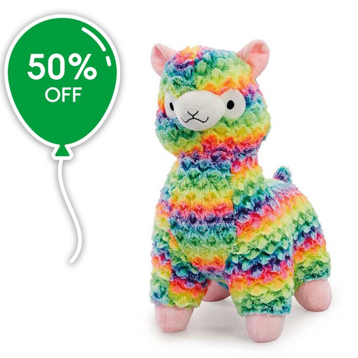 Snuggle Buddies Rainbow Fleecy Llama  40cm Soft Toy