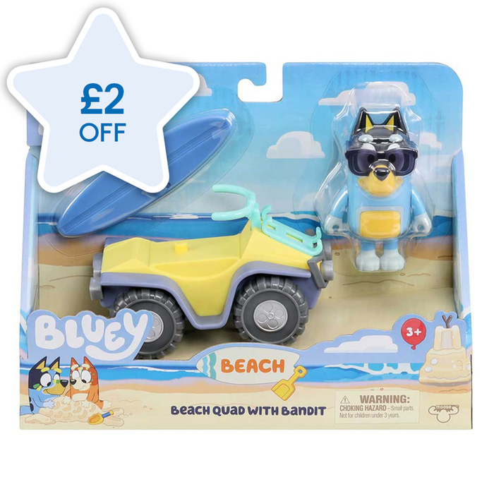 Bluey Beach Quad with Bandit Figure Set