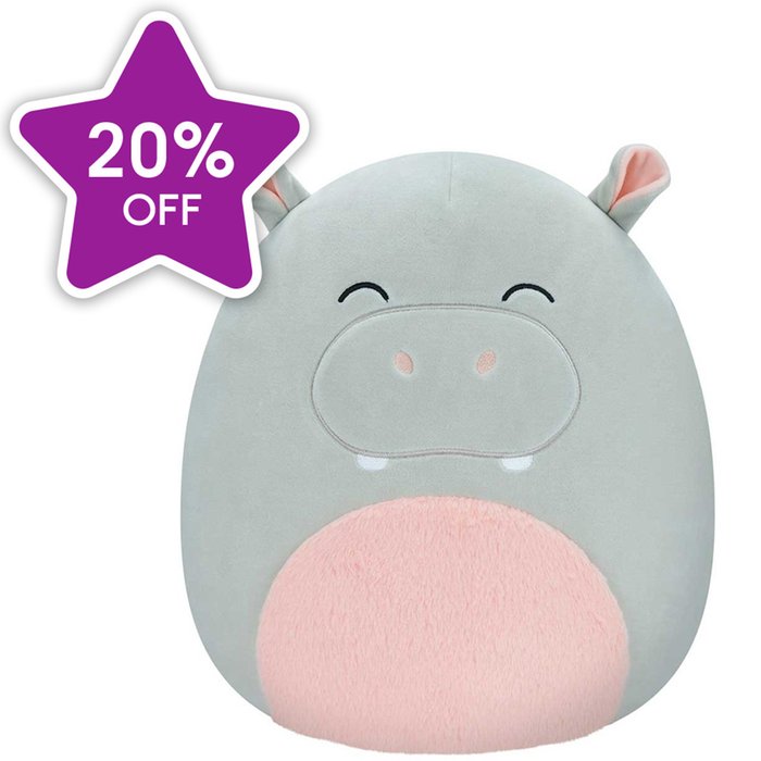 Original Squishmallows Harrison The Grey Hippo 12  Soft Toy