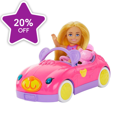 Barbie Chelsea Pink Teddy Car and Doll Playset