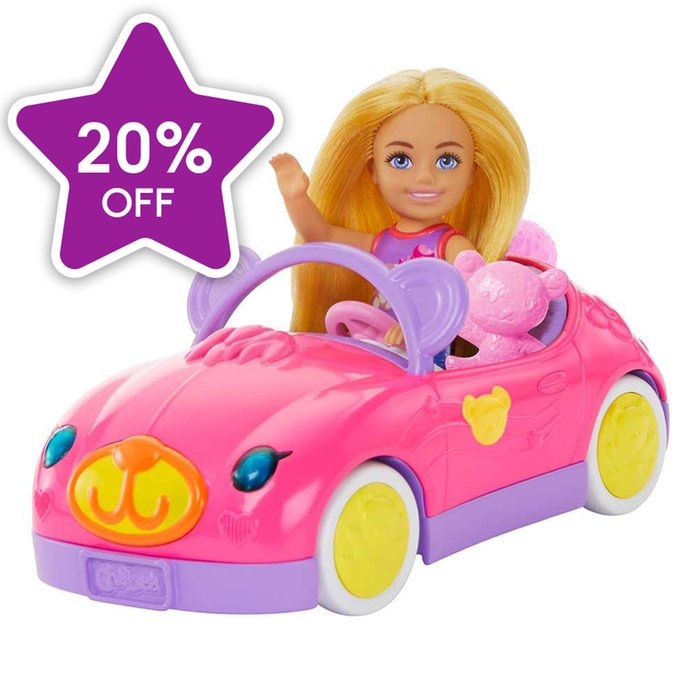 Barbie Chelsea Pink Teddy Car and Doll Playset