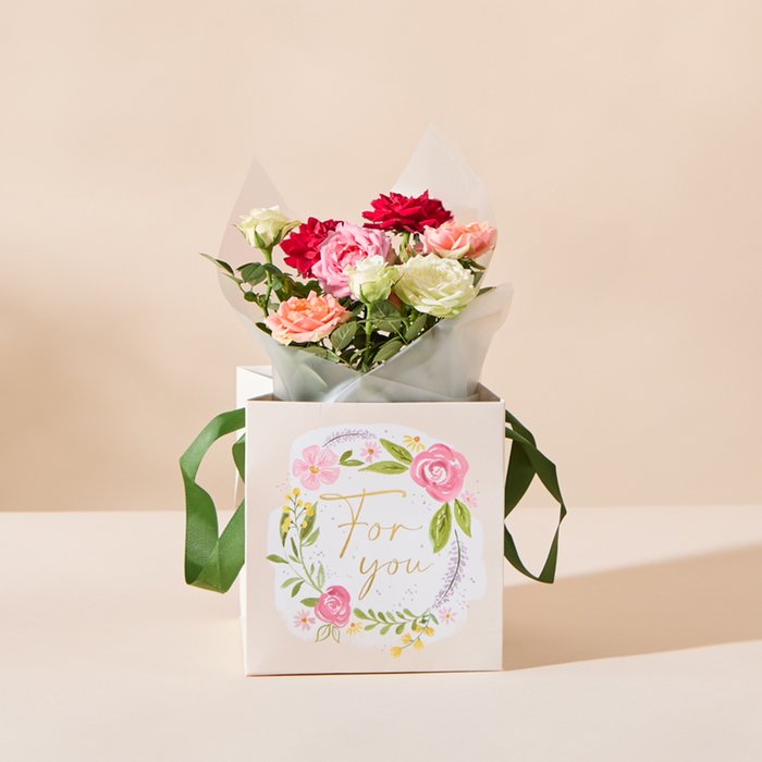 Just for You Tri Colour Roses & Gift Bag