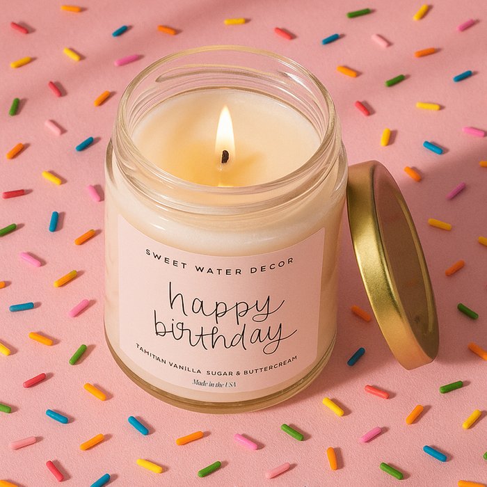 Happy Birthday Candle 9oz by Sweet Water Decor
