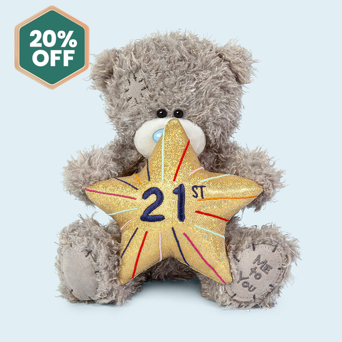Tatty Teddy 18cm 21st Gold Star Bear