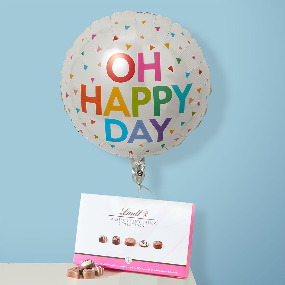 Moonpig Oh Happy Day Balloon & Lindt Master Chocolatier Collection 184G