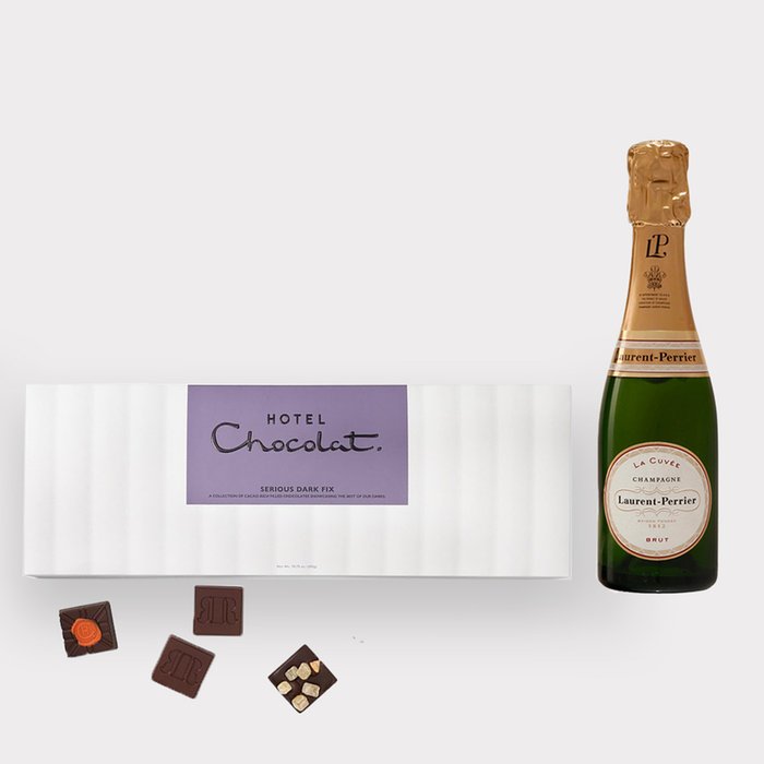 Laurent Perrier Brut 20cl &  Hotel Chocolat Dark Sleekster 305g Gift Set