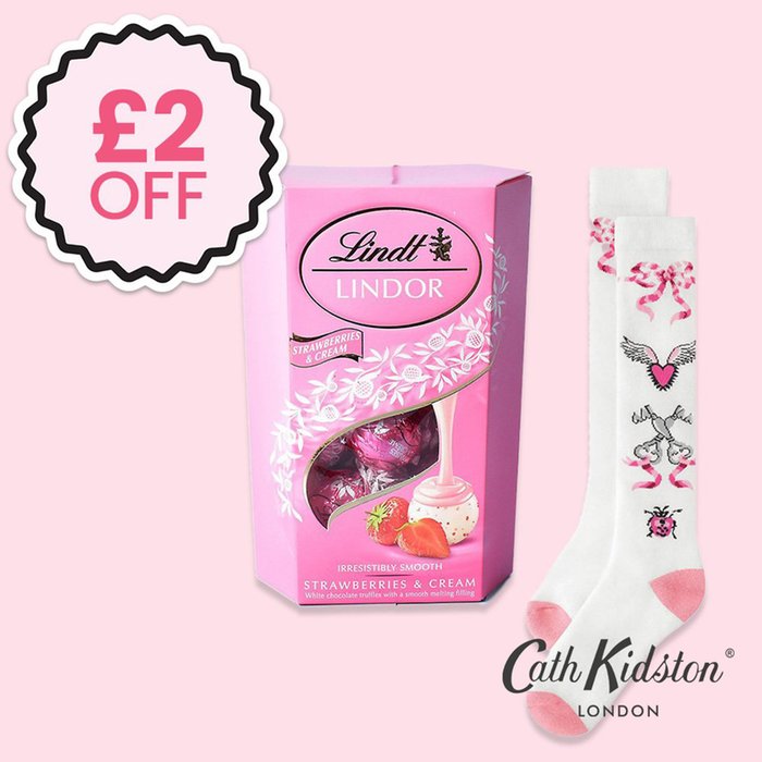 Cath Kidston With Love Socks & Lindt Strawberries' and Cream 200g