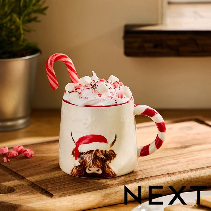 NEXT Natural Christmas Hamish The Highland Cow Mug