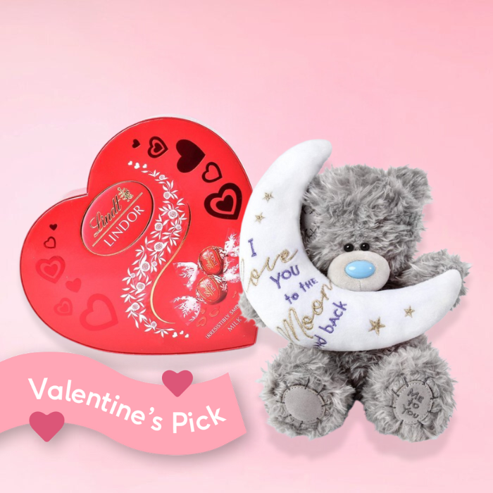 Tatty Teddy Moon & Back Bear & Lindt Lindor Truffles Heart Box