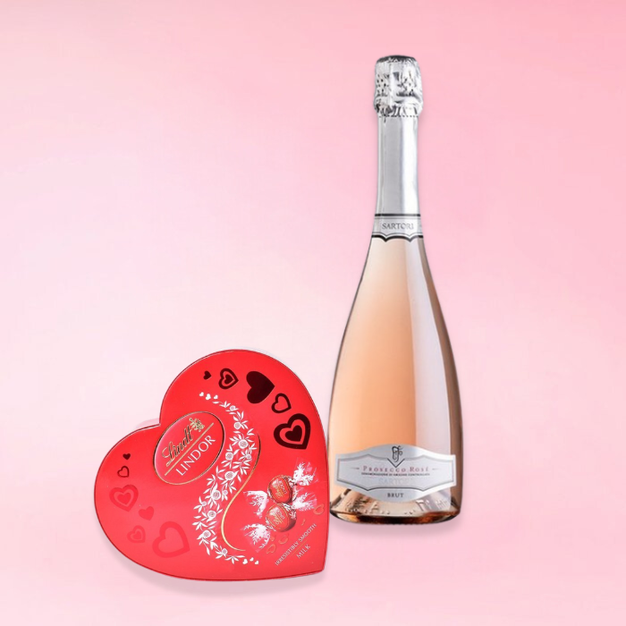 Prosecco Rosé & Lindt Lindor Truffles Heart Box