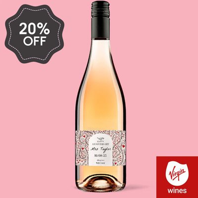 Personalised Happy Anniversary Rose Wine 75cl