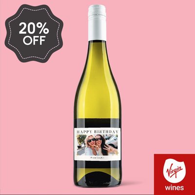 Personalised Photo Happy Birthday Pinot Grigio 75cl