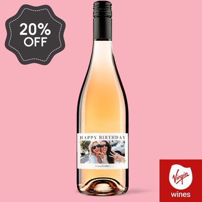 Personalised Photo Happy Birthday Rose Wine 75cl