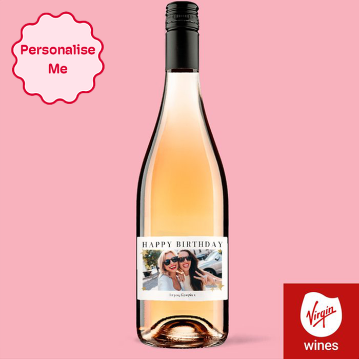 Personalised Photo Happy Birthday Rose Wine 75cl