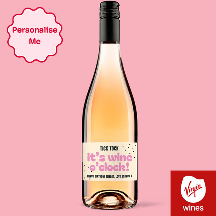 Personalised It's Wine O'Clock Rose Wine 75cl