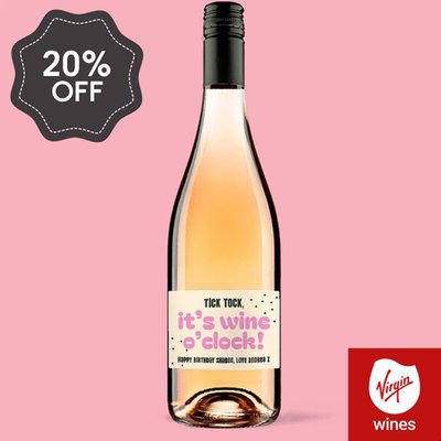 Personalised It's Wine O'Clock Rose Wine 75cl