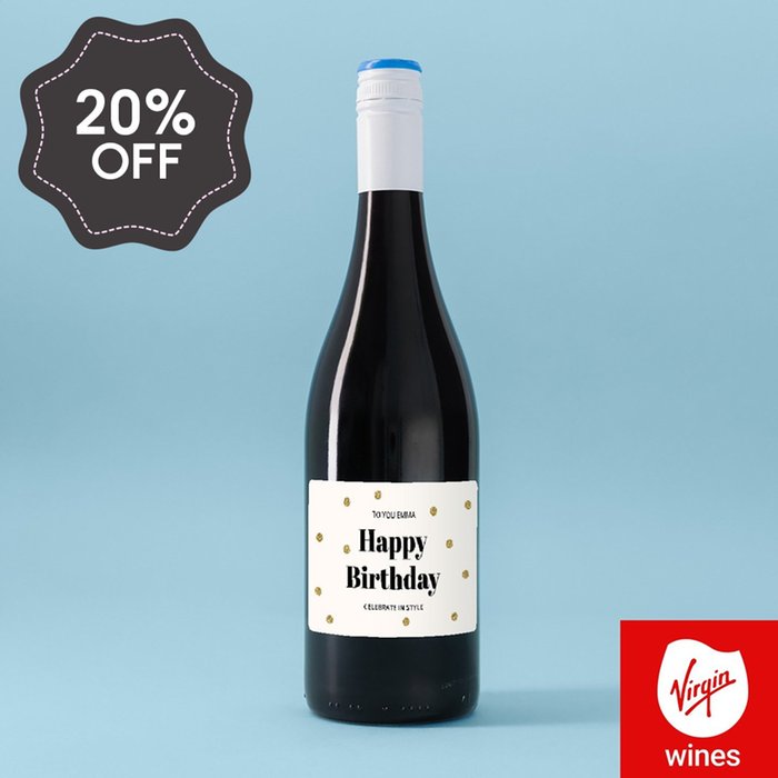 Personalised Happy Birthday Merlot 75cl