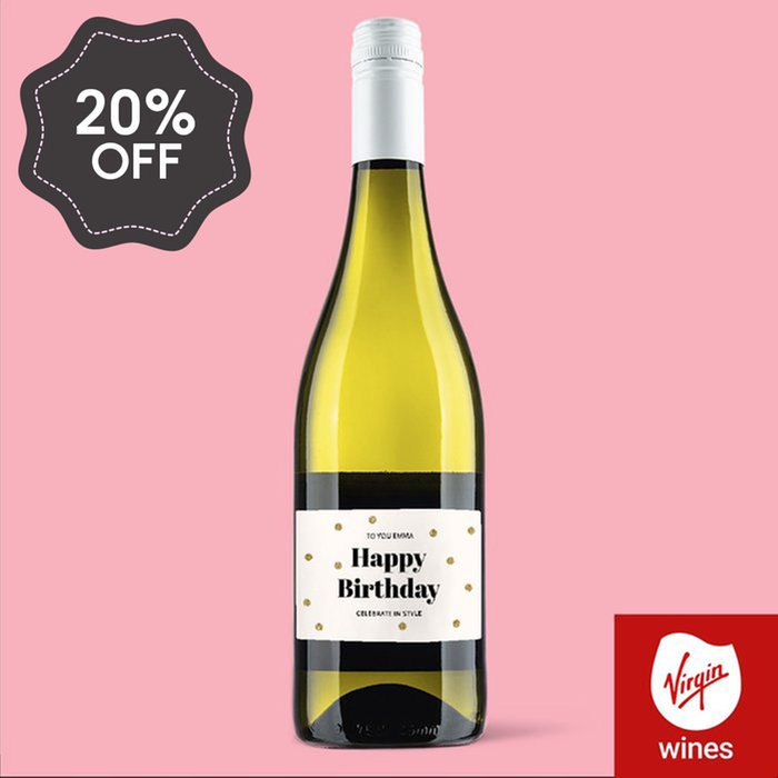 Personalised Happy Birthday Pinot Grigio 75cl