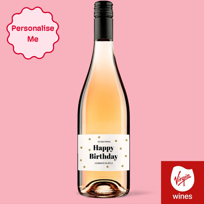 Personalised Happy Birthday Rose Wine 75cl