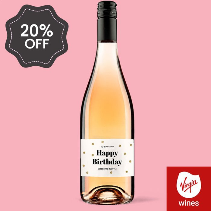Personalised Happy Birthday Rose Wine 75cl