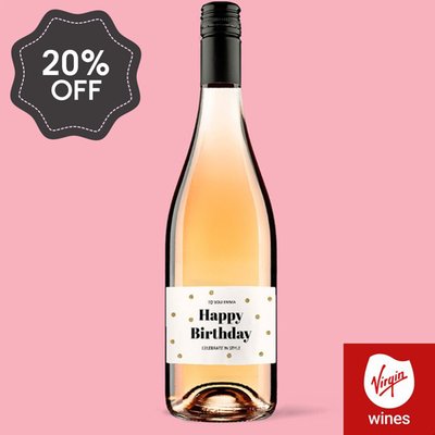Personalised Happy Birthday Rose Wine 75cl
