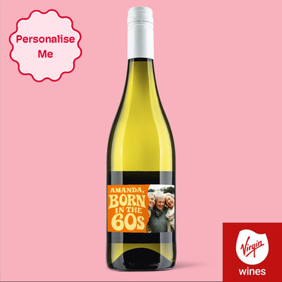 Personalised Photo Born In The 60's Pinot Grigio 75cl