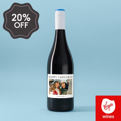 Personalised Happy Christmas Photo Upload Merlot 75cl