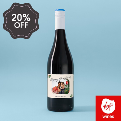 Personalised Merry Christmas Photo Upload Merlot 75cl