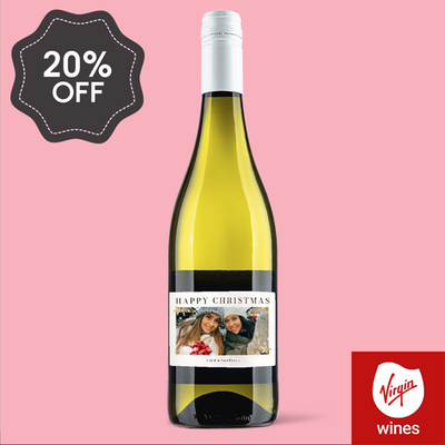 Personalised Happy Christmas Photo Upload Pinot Grigio 75cl