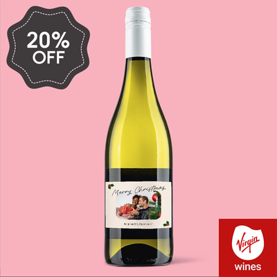 Personalised Merry Christmas Photo Upload Pinot Grigio 75cl