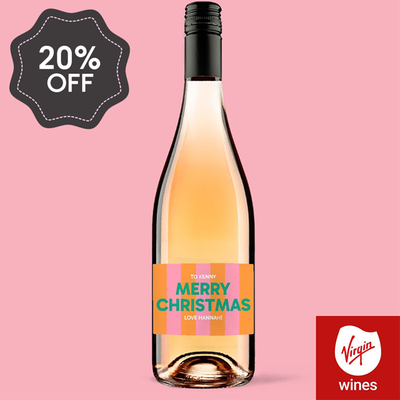 Personalised Merry Christmas Rose Wine 75cl