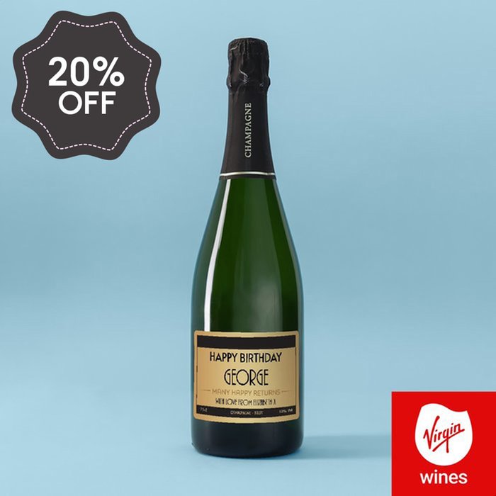 Personalised Happy Birthday Champagne 75cl