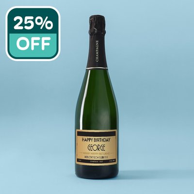 Personalised Happy Birthday Champagne 75cl