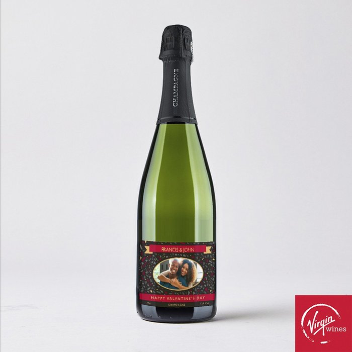 Personalised Champagne Valentines Photo Upload 75cl